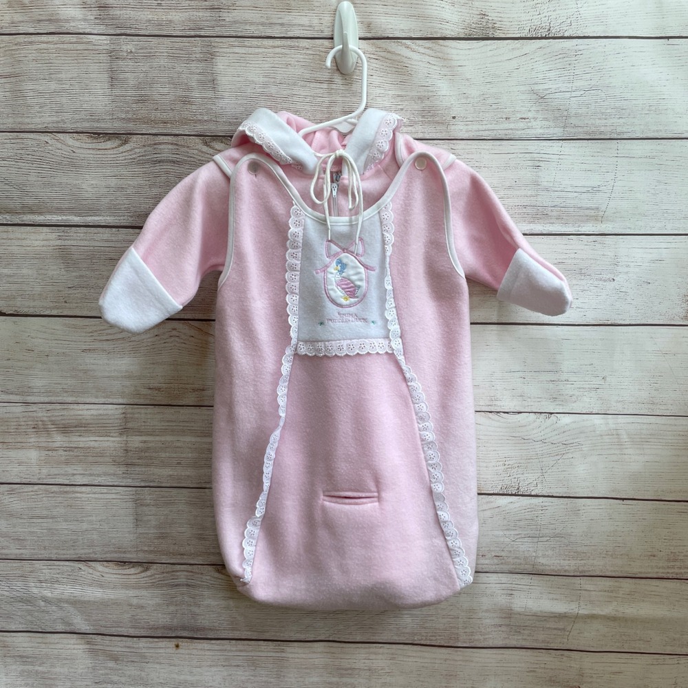NWOT VINTAGE BEATRIX‎ POTTER PINK FLEECE SNOWSUIT WITH DETACHABLE BUNTING